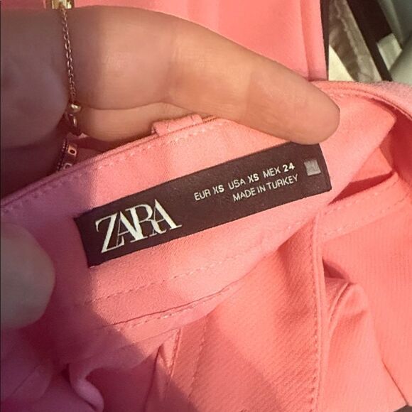 NWOT ZARA Womens Bubble Gum Pink Wide Leg Pants - Picture 2 of 4
